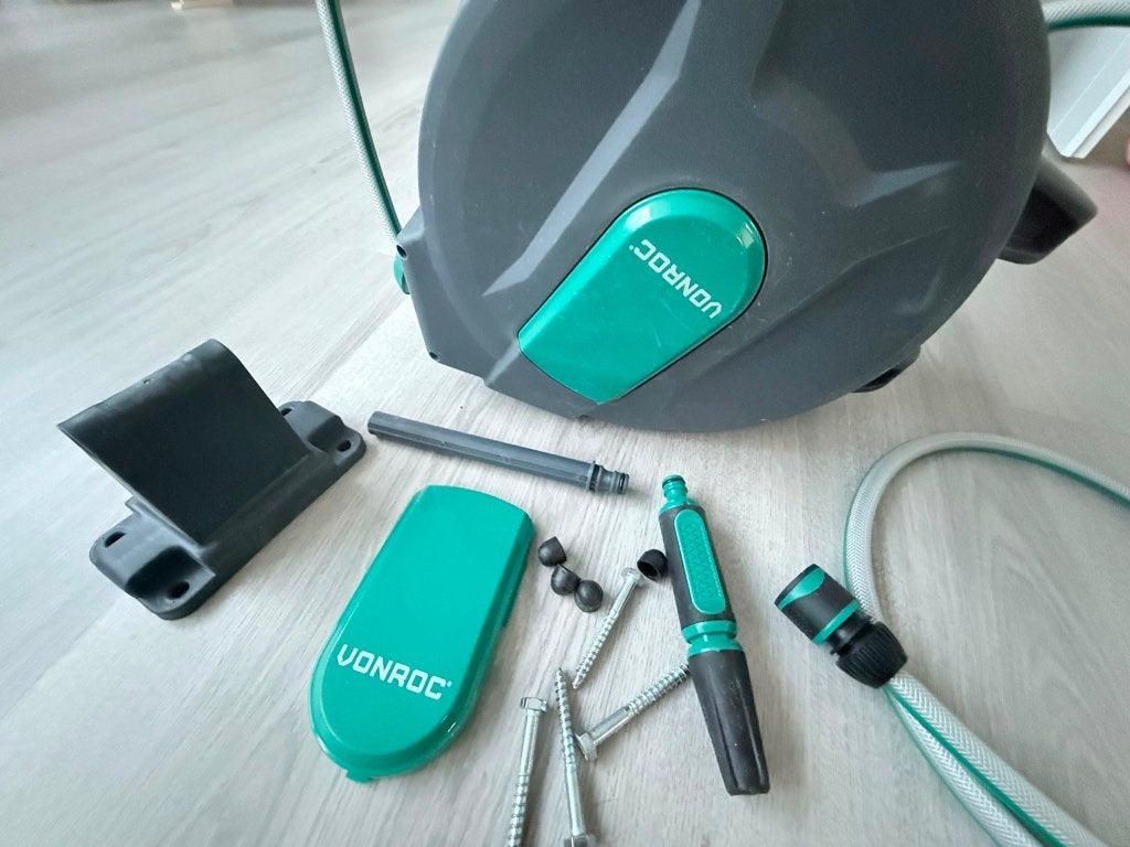 VONROC Wandslangenbox met Tuinslang 15m, Ophalen of Verzenden, Gebruikt, Tuinslang