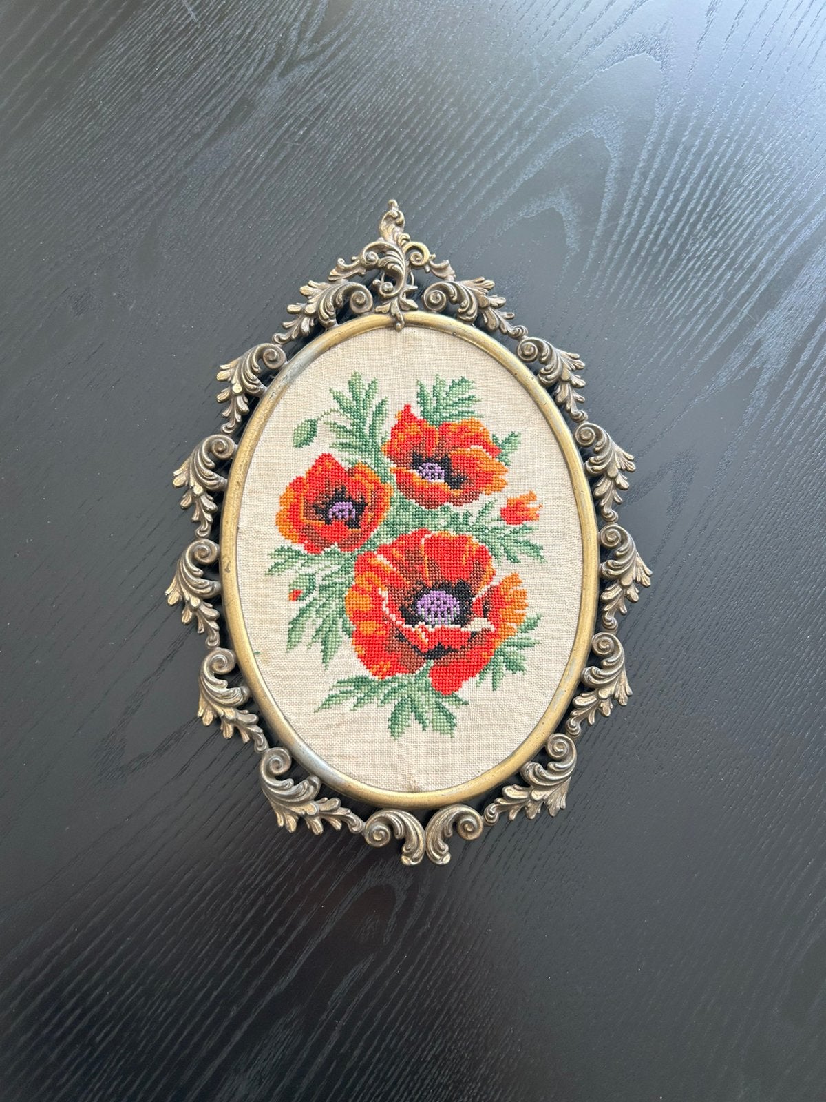 Prachtig vintage lijst met borduurwerk, Ophalen of Verzenden