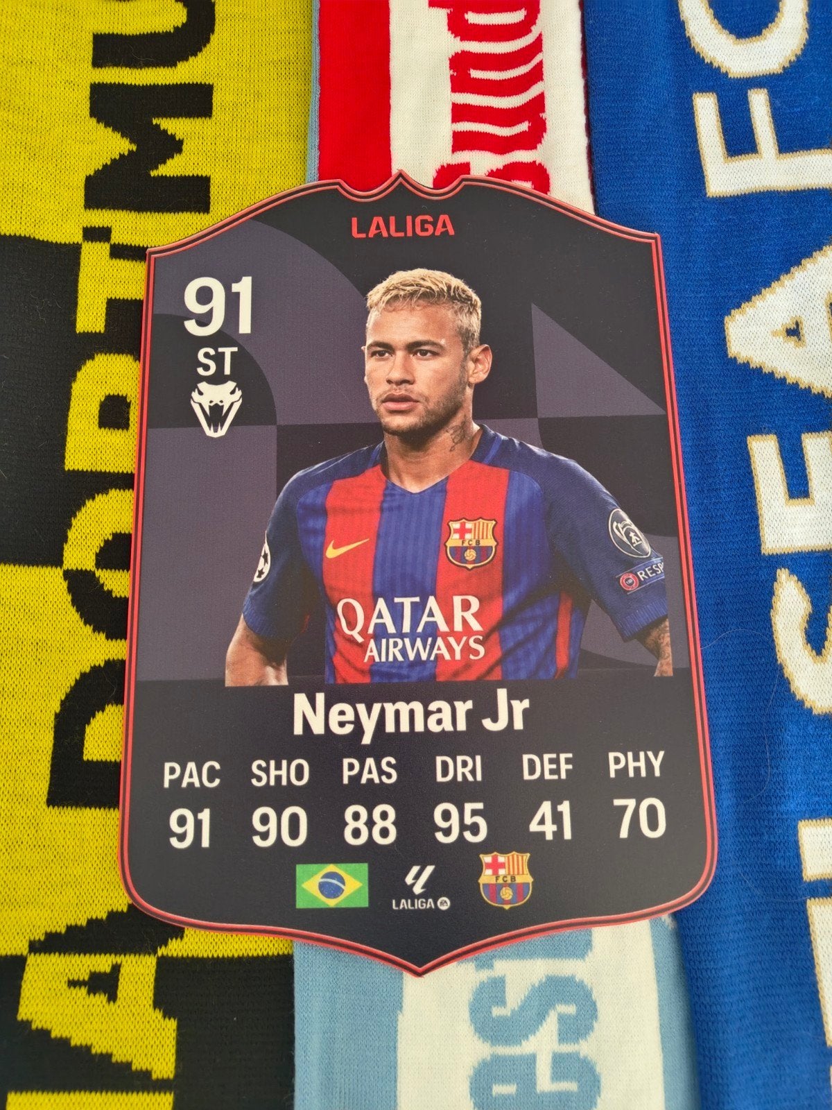 Voetbalkaartje (37cmx25cm) - Neymar / Barcelona, Ophalen of Verzenden, Zo goed als nieuw, Buitenlandse clubs, Poster, Plaatje of Sticker