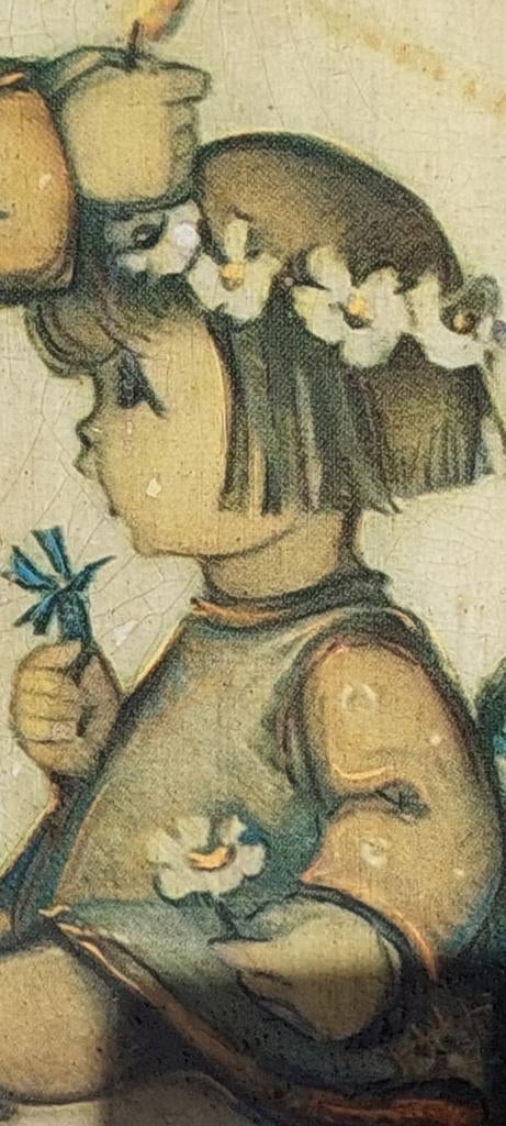 Vintage Hummel prent 'Beschermengel' in lijstje, Ophalen of Verzenden, 1940 tot 1960, Gebruikt, Kind