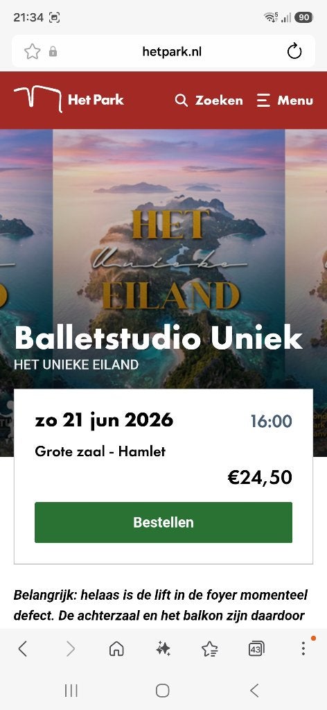Theaterkaartjes ballet, Tickets en Kaartjes, Twee personen, Juni, Ballet of Dans