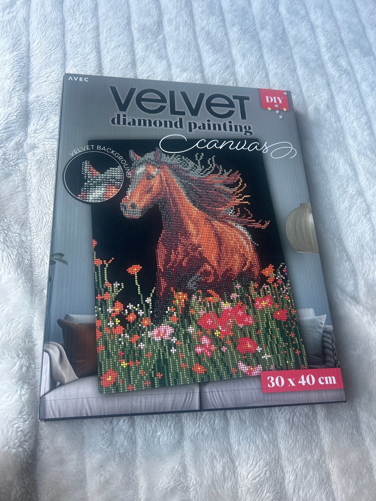 DIY Velvet Diamond Painting Canvas Paard 30x40 cm, Nieuw, Meerkleurig, Ophalen of Verzenden, Overige merken