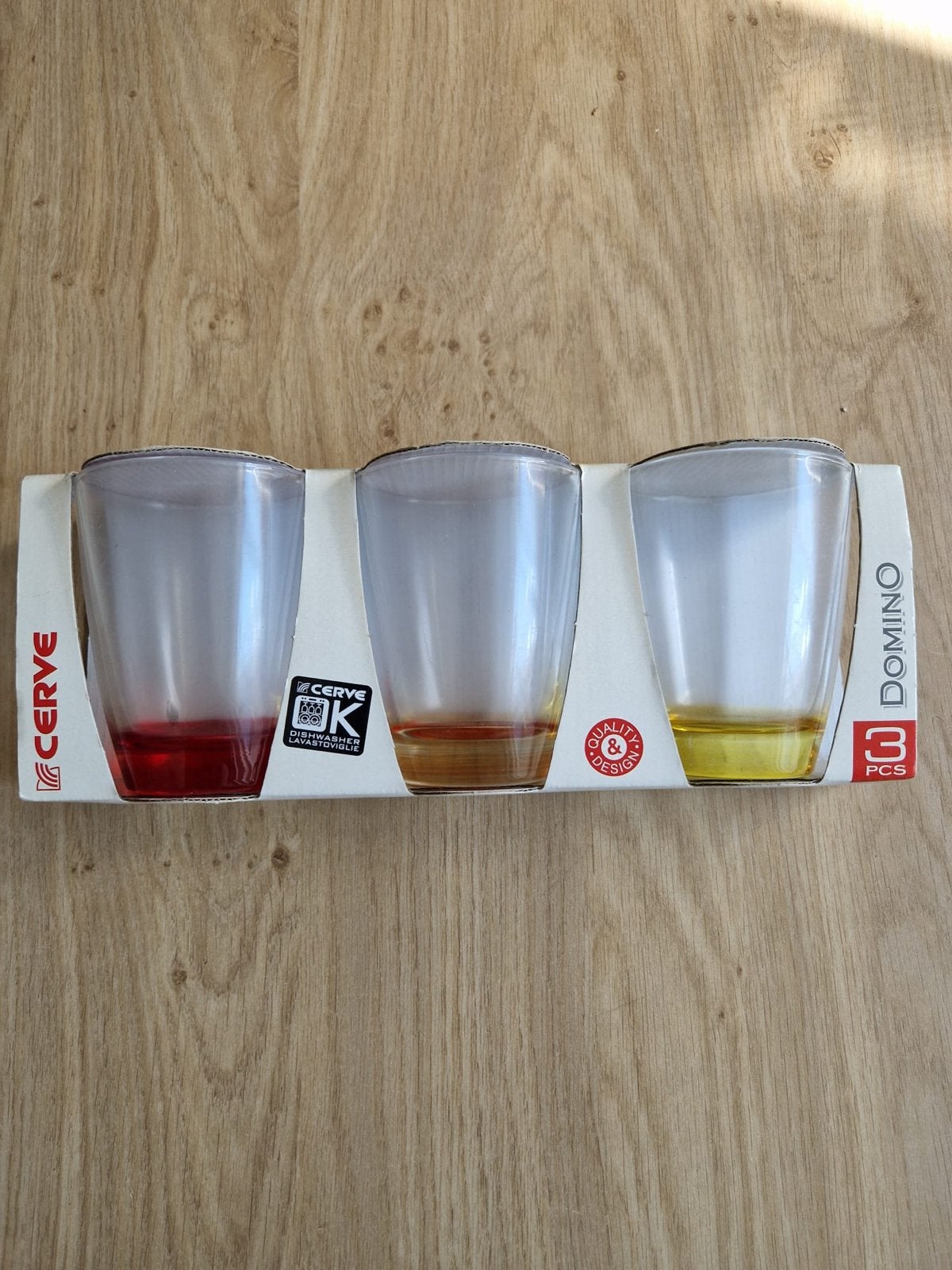 Cerve Domino glazen set - 3 stuks, meerkleurig, Nieuw, Ophalen of Verzenden, Meerkleurig, Overige merken