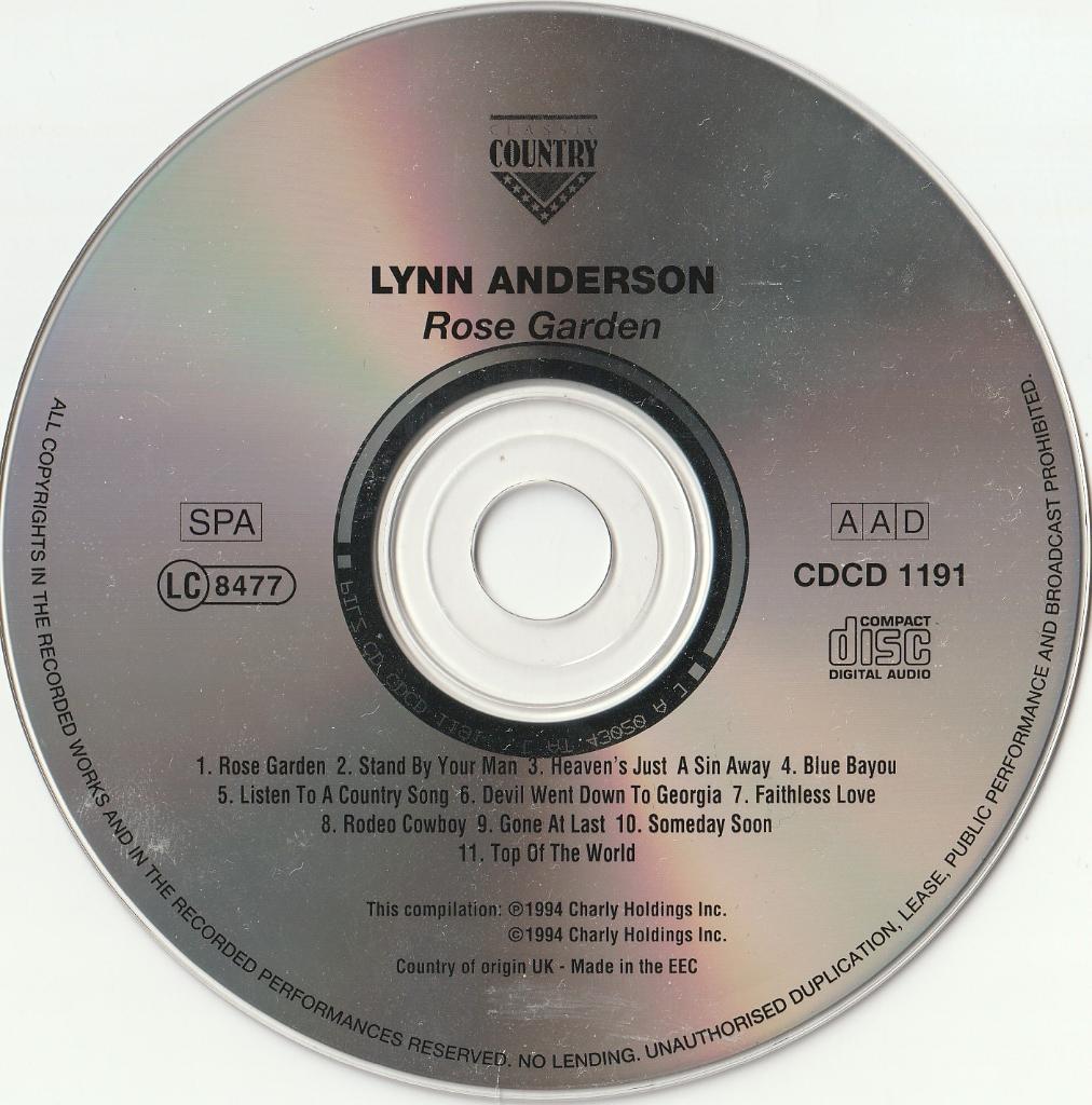 Lynn anderson rose garden cd nieuw zonder hoes 11 nummer, Ophalen of Verzenden, Zo goed als nieuw