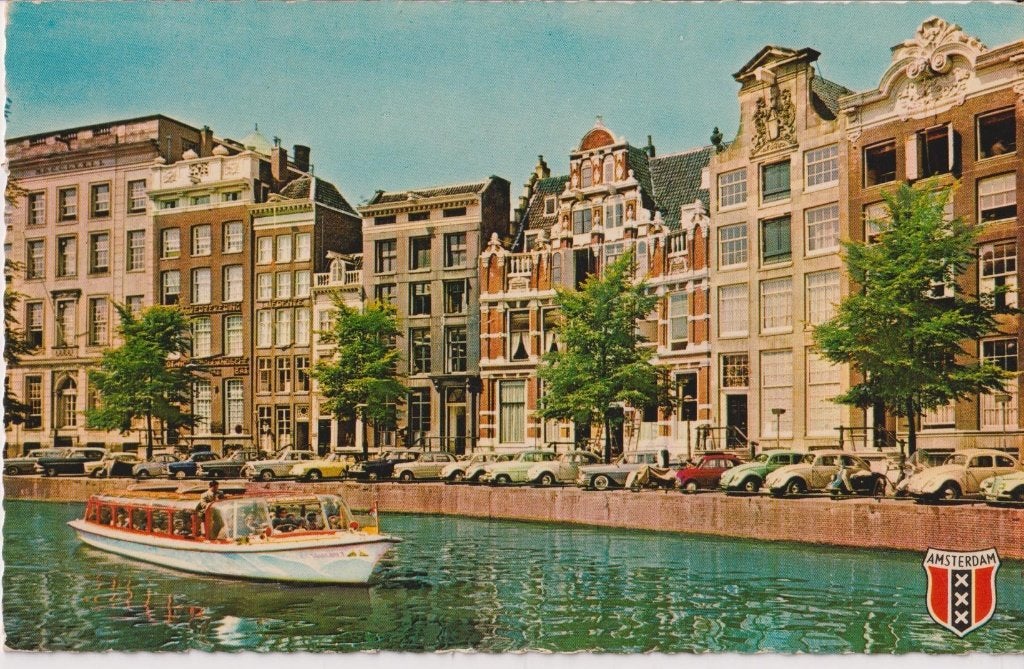 Amsterdam, Herengracht met auto's oa Volkswagen Kever, Ophalen of Verzenden, 1960 tot 1980, Ongelopen, Noord-Holland