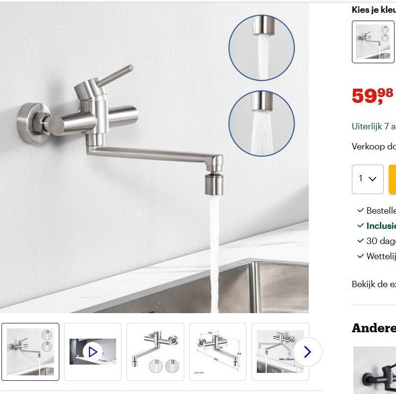 keuken/wastafel mengkraan nieuw, Doe-het-zelf en Verbouw, Dfhstsytur, Nieuw, Ophalen of Verzenden, Zd\hzghb
