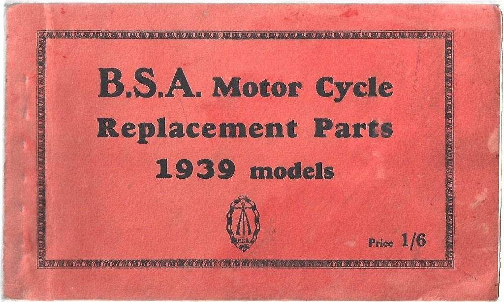 BSA 1939 Parts List C10 11 B21 23 24 25 28 M20 21 22 23 24, Ophalen of Verzenden, Overige merken