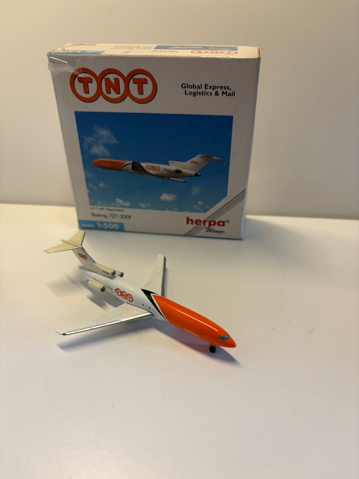 Herpa 1:500 TNT Boeing 727-200F, Verzamelen, Ophalen of Verzenden, Zo goed als nieuw, Schaalmodel