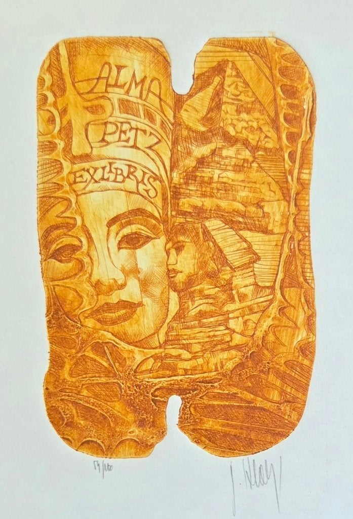 Exlibris  P. Hlavaty, Oude Egypte, sfinx v. Gizeh, Nefertiti, Verzenden