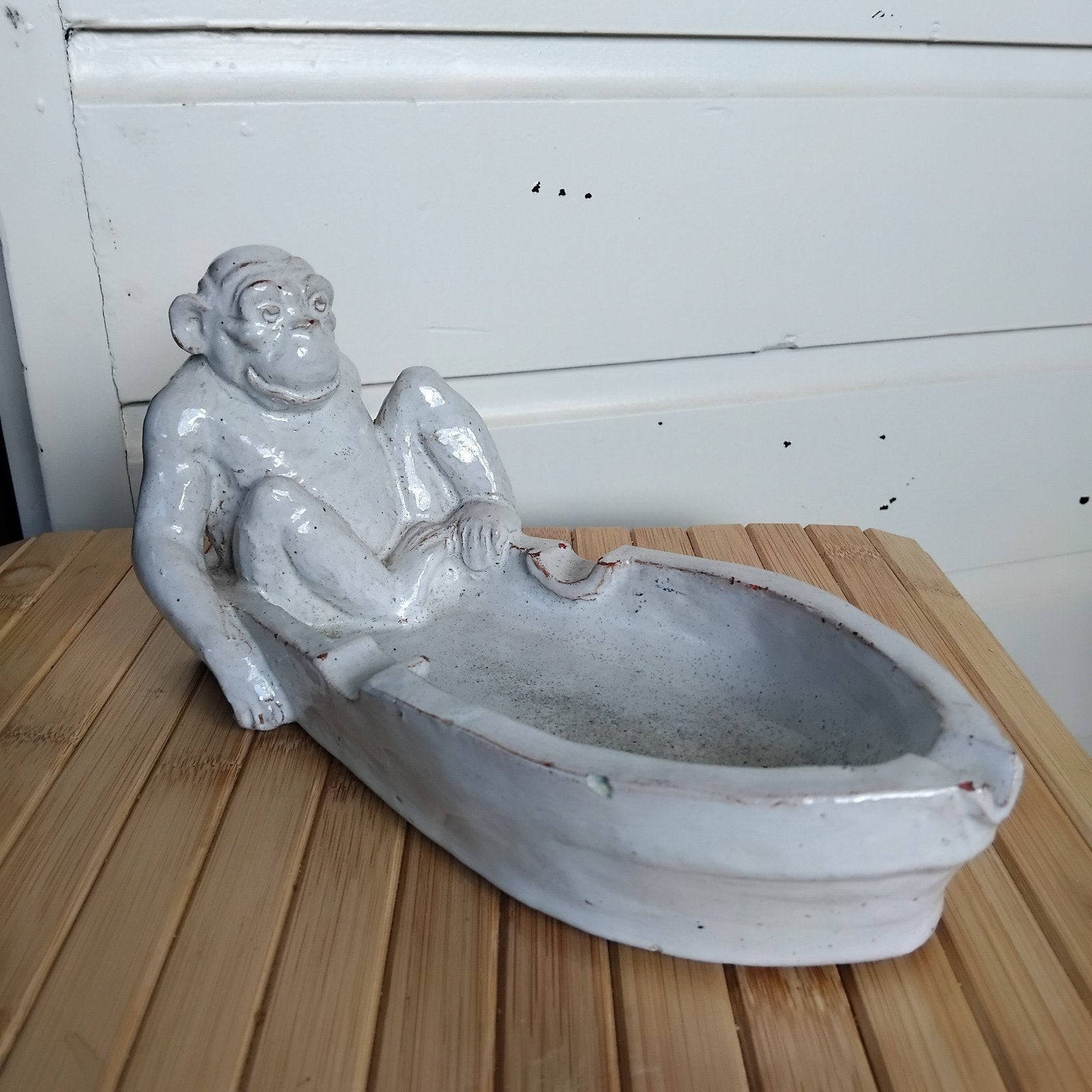 Keramiek aap in bootje, Ophalen of Verzenden