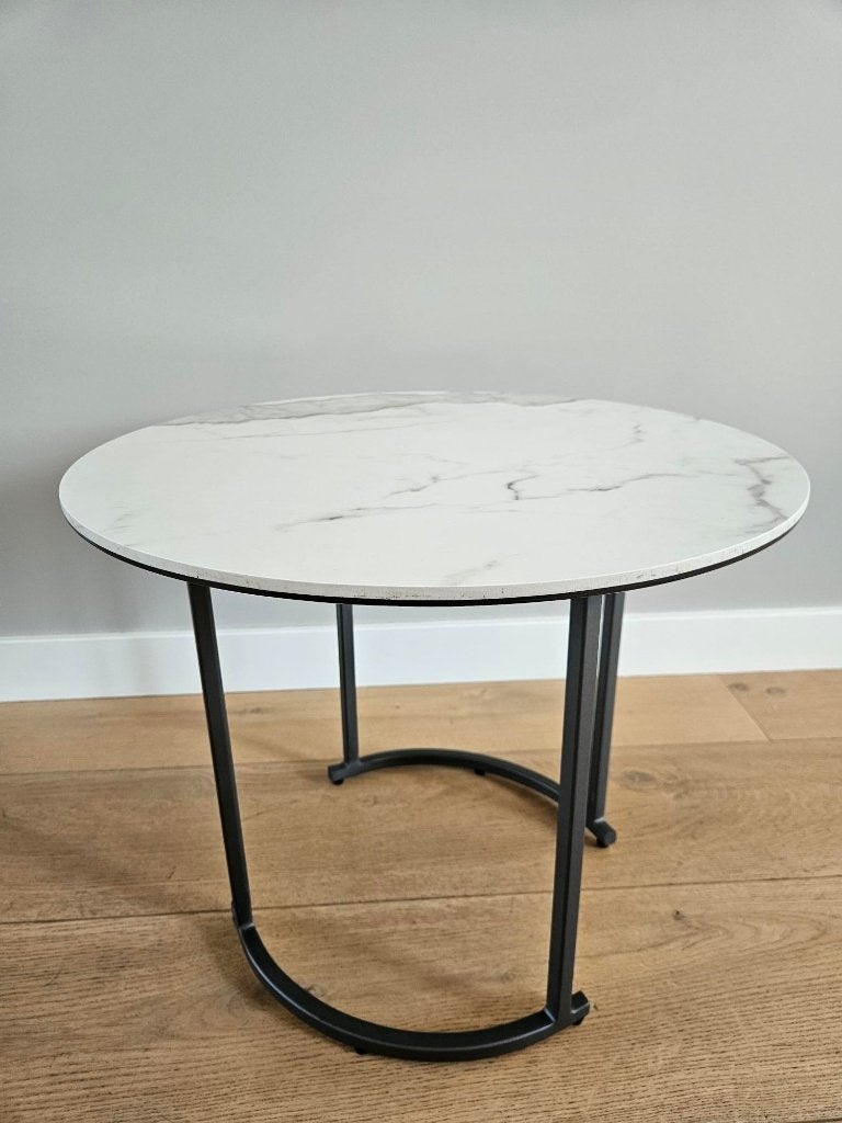 salontafel/bijzettafel van Coco Maison - Marmer-look, Huis en Inrichting, Gebruikt, 50 tot 100 cm, Rond, Metaal
