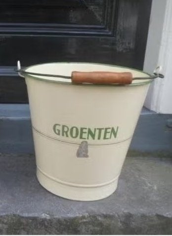Emaillen emmer crème groen Groenten emmer, Ophalen of Verzenden