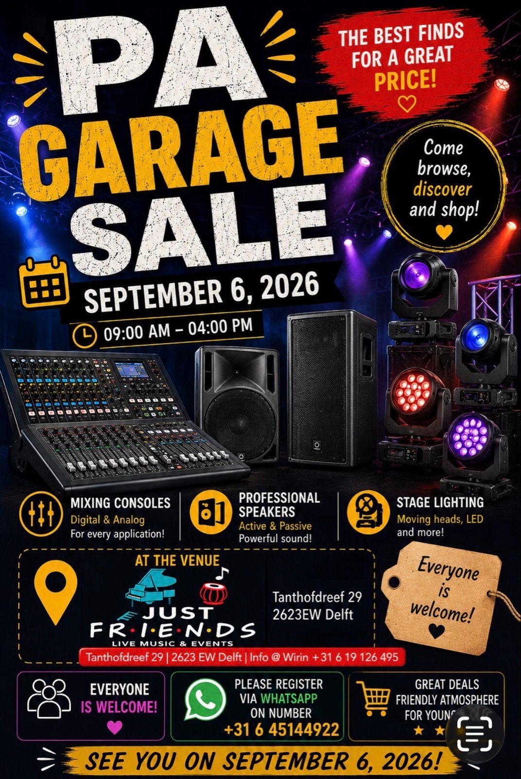 PA Garage Sale: Mengpanelen, Speakers, Verlichting, Ophalen, Gebruikt, 20 kanalen of meer