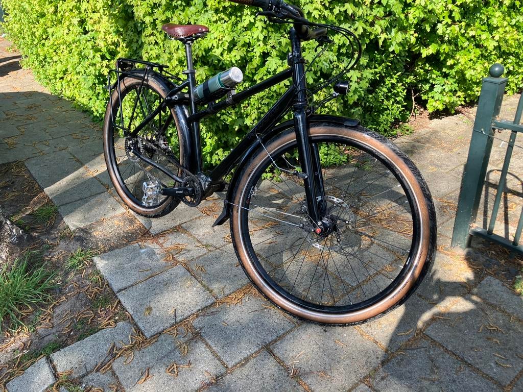 Idworx Opinion M frame 52 cm Pinion C1.12 Riem Gates, 28 inch, Gebruikt, 10 tot 15 versnellingen, 50 tot 53 cm
