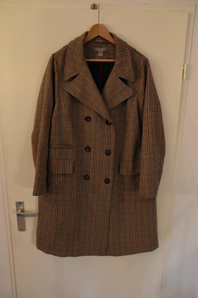 superleuke zgan geruite coat maat 48 H&M, Overige kleuren, Maat 46/48 (XL) of groter, Ophalen of Verzenden, Zo goed als nieuw