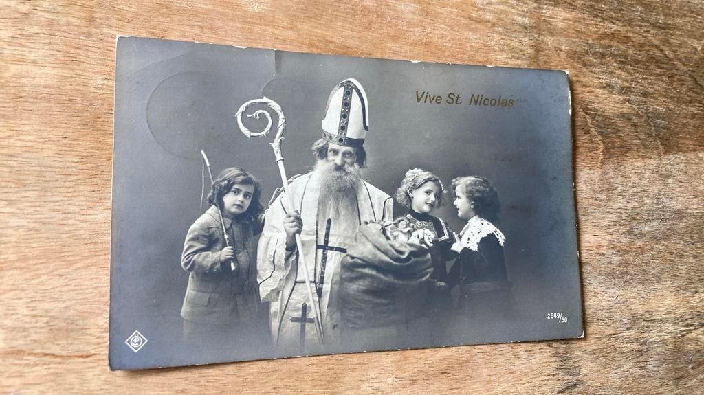 Oude ansichtkaart Sinterklaas 1919 Vive St. Nicolas, Ophalen of Verzenden, Voor 1920, Gelopen