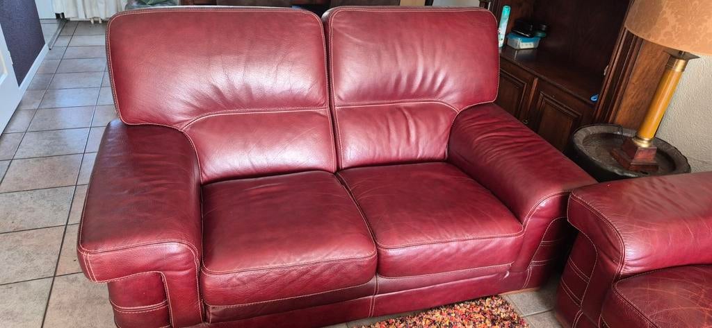 Lederen bank Chateau d'Ax 2 en 3 zits, Gebruikt, Ophalen of Verzenden, 200 tot 250 cm, Leer