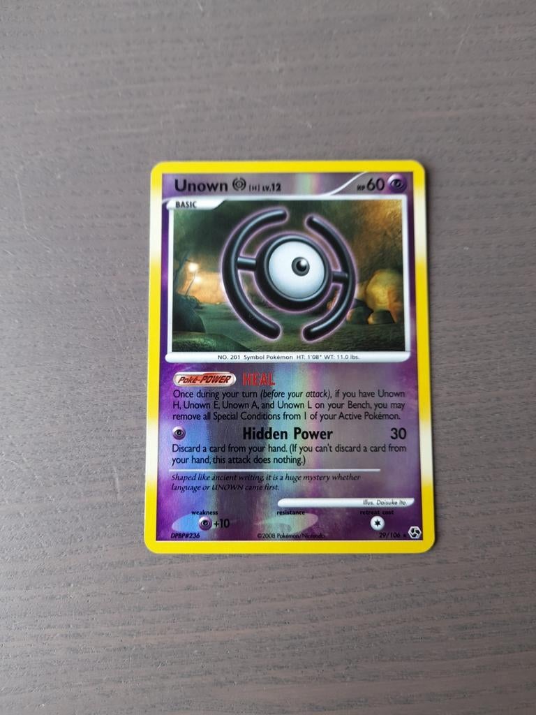 2008 great encounters 29/106 unown h reverse, Ophalen of Verzenden, Gebruikt, Losse kaart, Foil