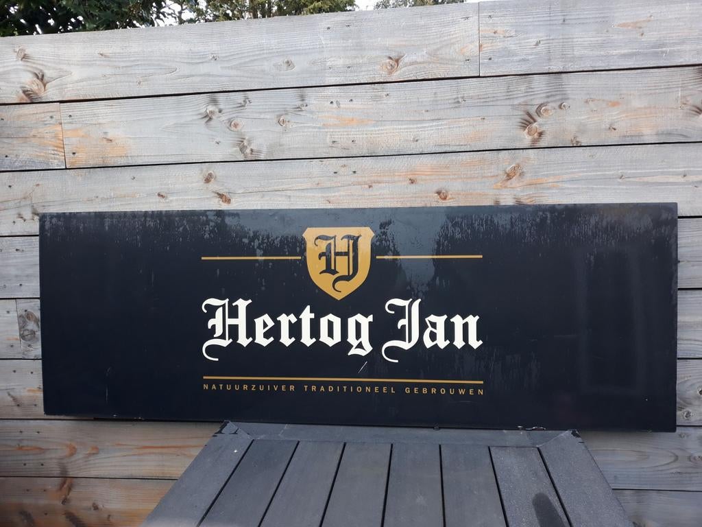 Vintage Authentieke Hertog Jan Reclameplaat!, Ophalen, Gebruikt, Reclamebord