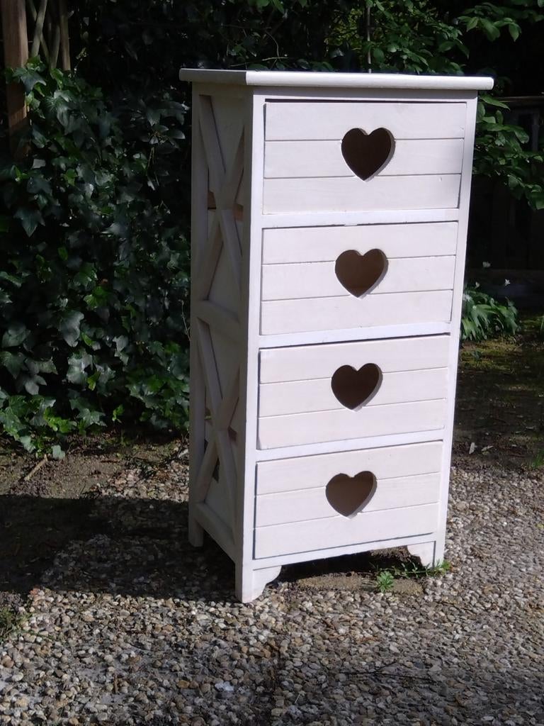 Kastje met lades, Ophalen, Minder dan 50 cm, Wit, 3 of 4 laden