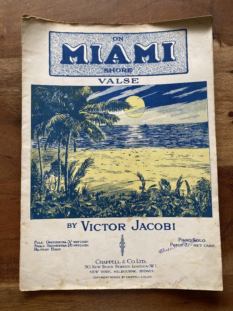 bladmuziek uit 1920 on Miami shore, Gebruikt, Ophalen of Verzenden, Artiest of Componist, Piano