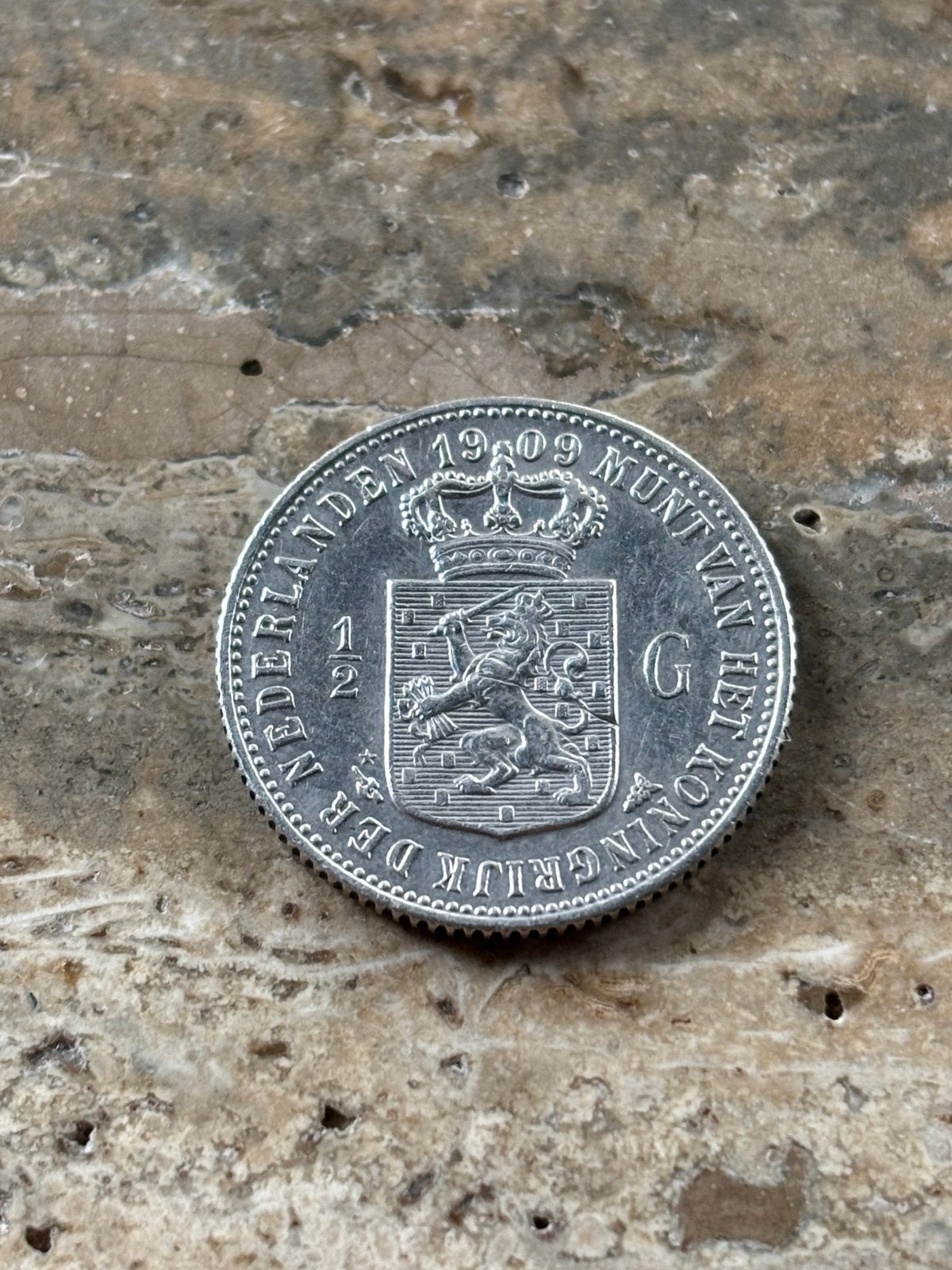 1/2 gulden 1909 Wilhelmina, zeer mooie kwaliteit, ½ gulden, Zilver, Ophalen of Verzenden, Koningin Wilhelmina