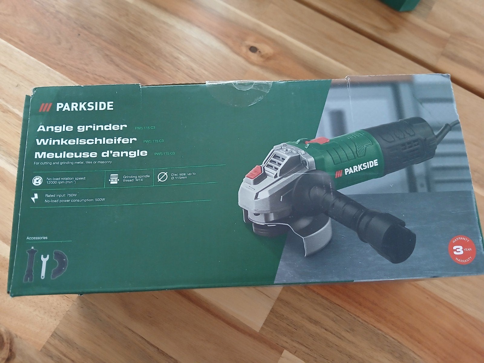 Parkside Haakse Slijpmachine PWS 115 C8 - Nieuw in doos, Ophalen of Verzenden, Nieuw, 700 tot 1000 watt, Haakse handslijpmachine