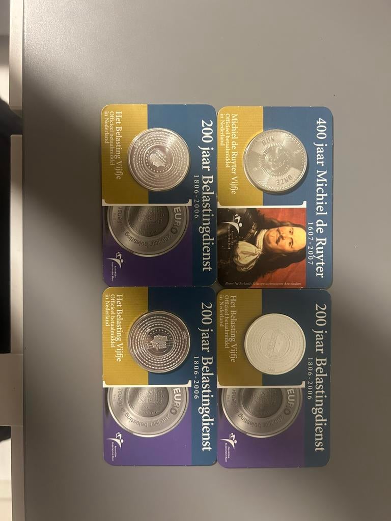 4 coincards vijfje, Verzenden, Koningin Beatrix, Zilver, Overige waardes