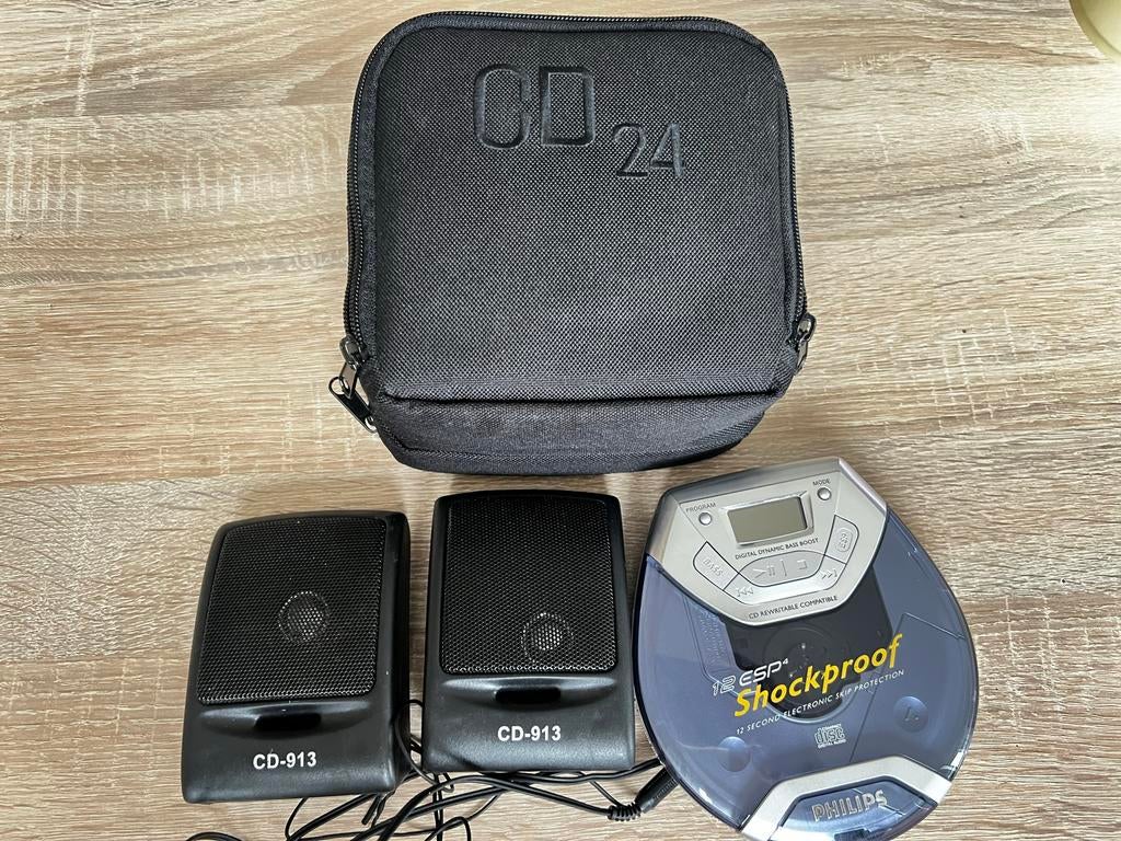 Philips Discman AX2002/00 met externe speakers CD-913, Ophalen of Verzenden, Discman