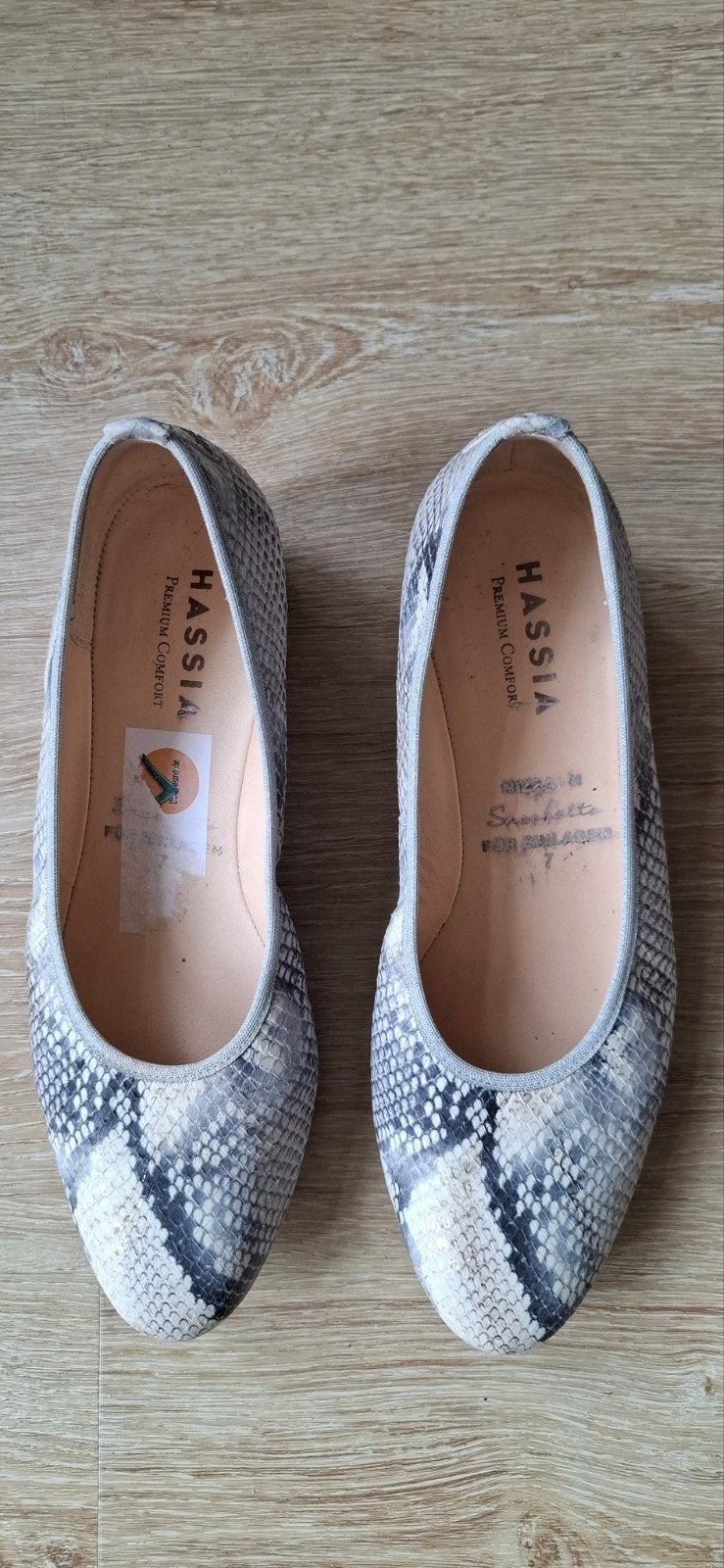 Hassia Premium Comfort Ballerina's - Slangenprint maat 7, Hassia, Beige, Zo goed als nieuw, Ballerina's