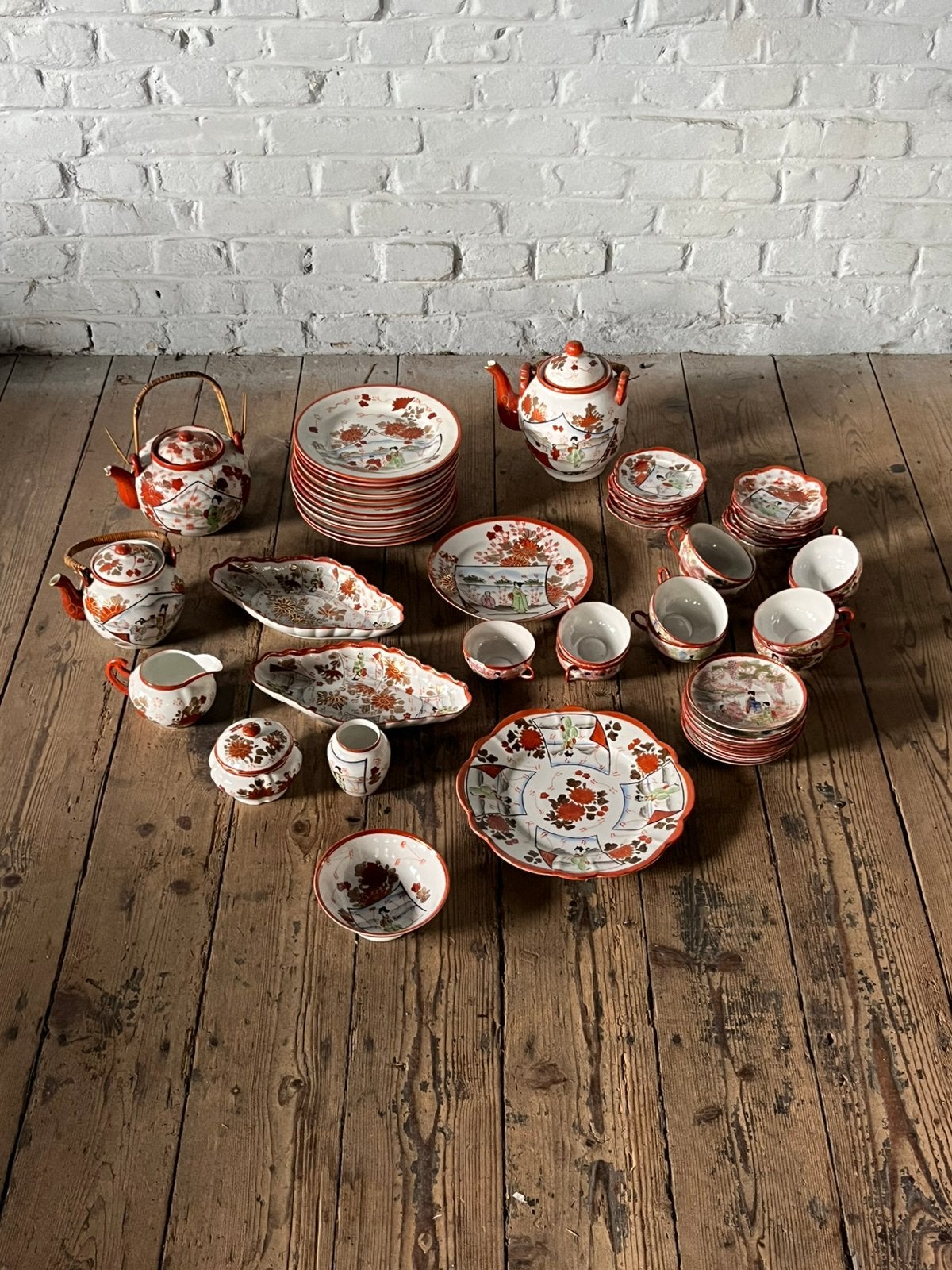 Antiek Japans Kutani theeservies (Decor 130) – 58-delig, Ophalen