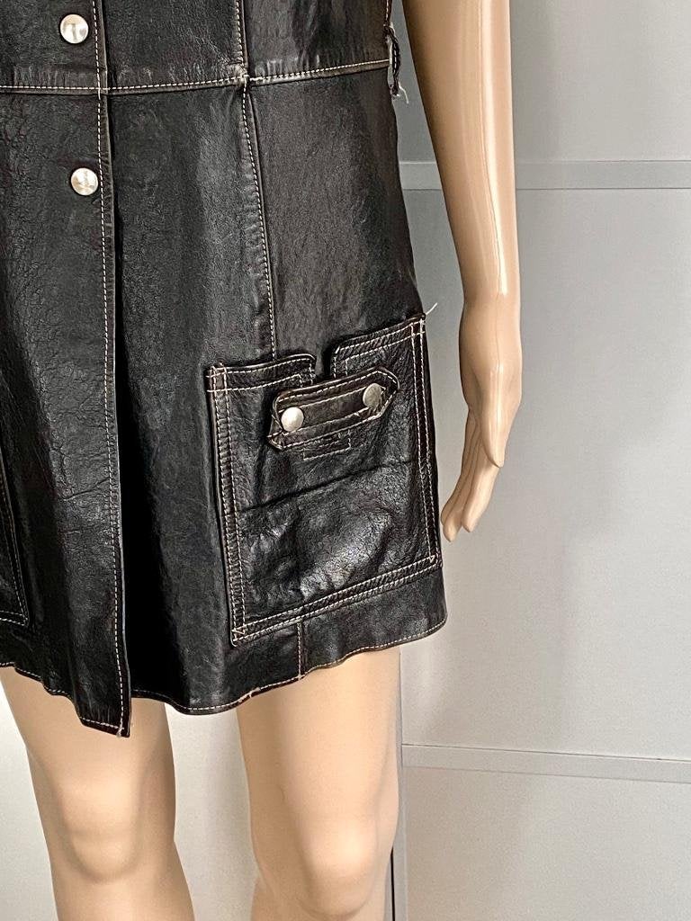 J85 Lange echt-leren bodywarmer maat 38=M vest d-bruin, Kleding | Dames, Ophalen of Verzenden, Zo goed als nieuw, Maat 38/40 (M)