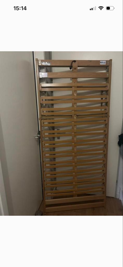 Lattenbodem met verstelbaar hoofdeinde, Huis en Inrichting, Slaapkamer | Bedden, 90 cm, Eenpersoons, Bruin, Ophalen of Verzenden