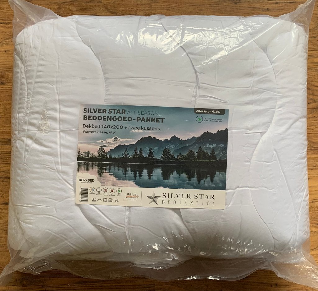 Silver Star Beddengoed Pakket [Dekbed 140x200 + 2 Kussens], Overige maten, Wit, Nieuw, Ophalen of Verzenden