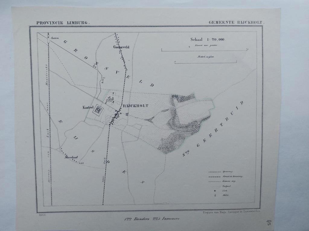45 / Rijckholt Gronsveld Maerland Litho uit 1866 J. Kuyper, Ophalen of Verzenden