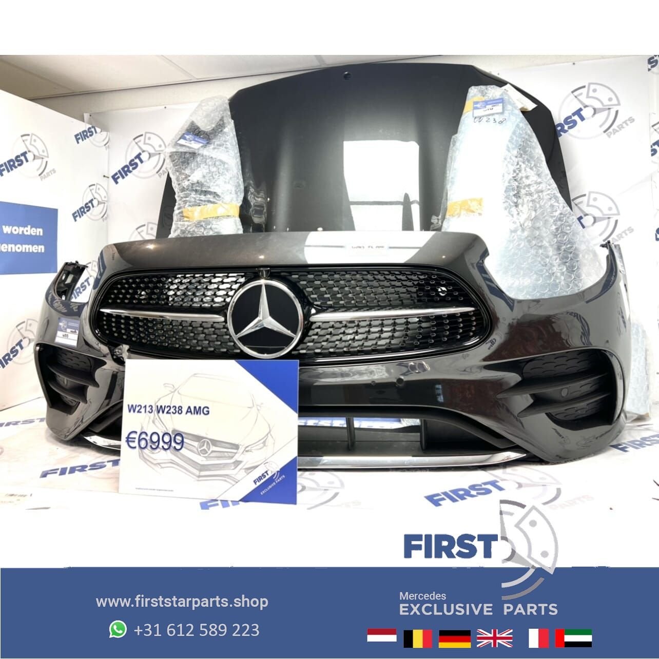 W213 S213 C238 AMG FACELIFT VOORKOP GRIJS Mercedes E Klasse, Gebruikt, -, Voor, Ophalen of Verzenden