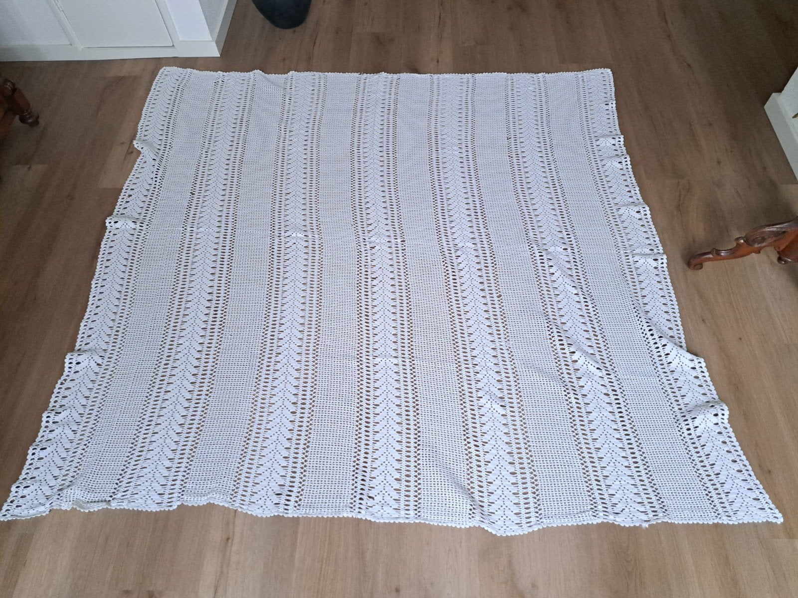 Vintage gehaakte witte sprei bedsprei wit, Ophalen of Verzenden, Zo goed als nieuw, Wit, Sprei