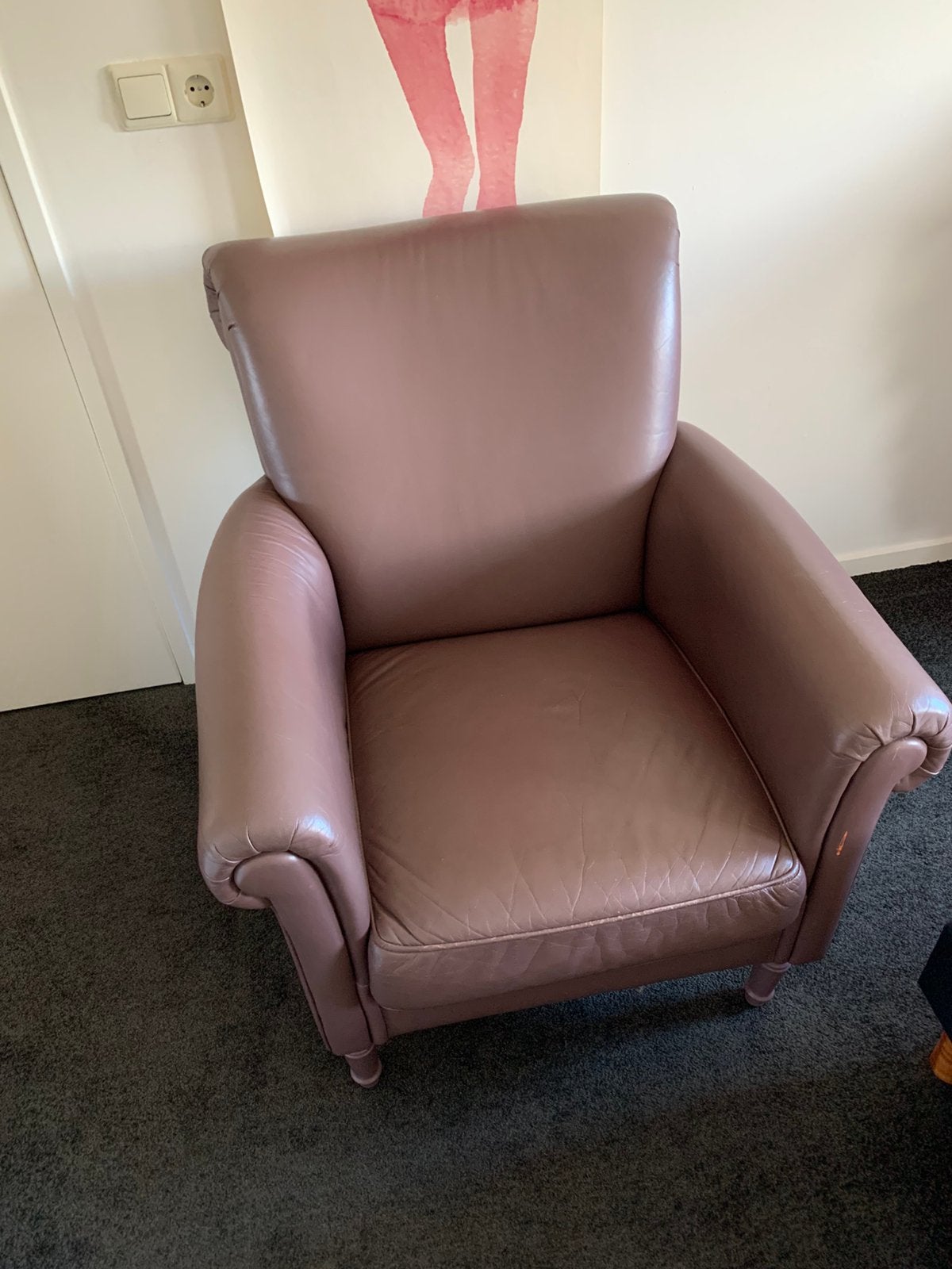 Leren stoel, Huis en Inrichting, Fauteuils, Ophalen, Gebruikt, Minder dan 75 cm, Leer