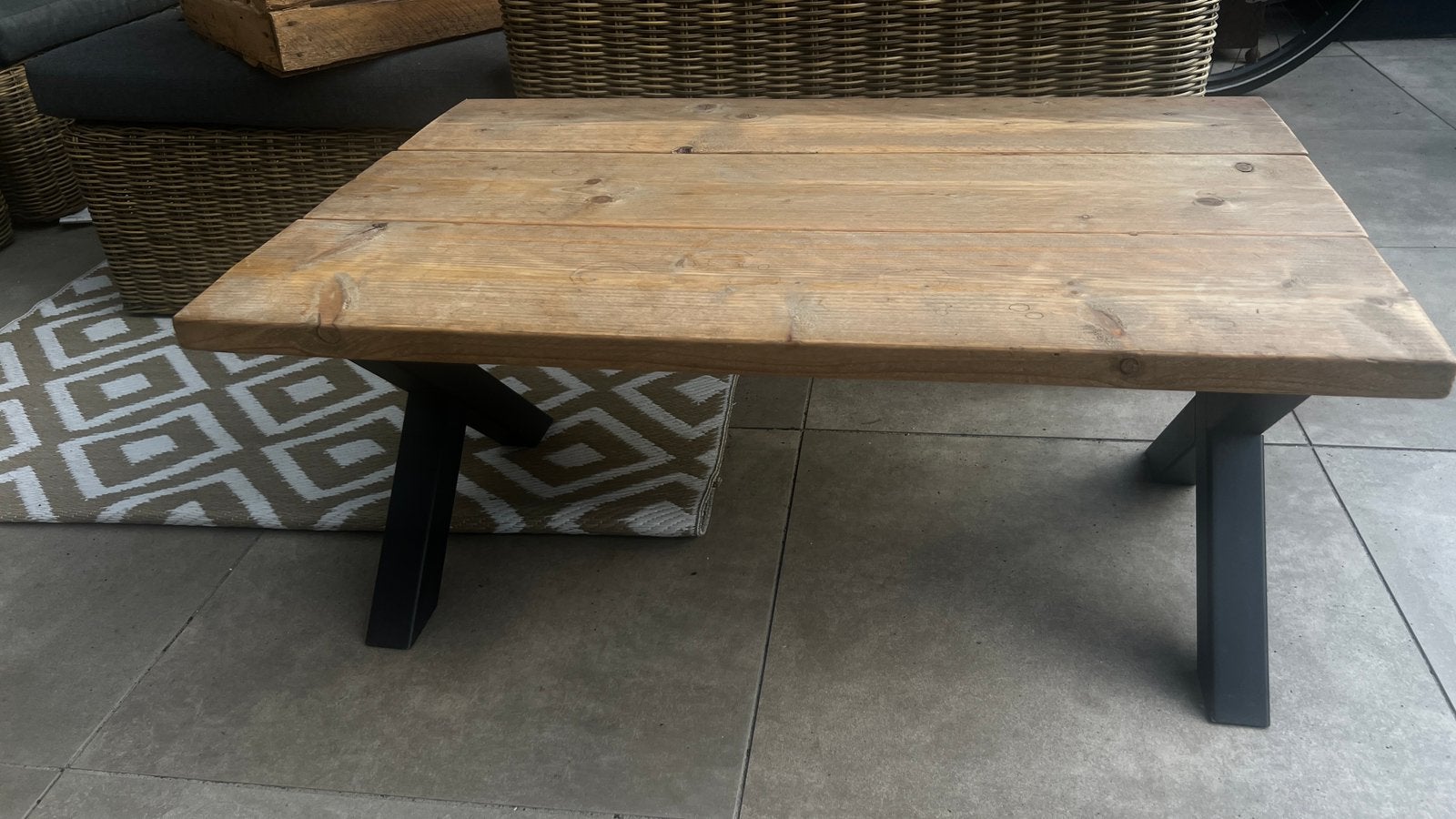 Robuuste landelijke salontafel – zeer nette staat, Ophalen, Gebruikt, 50 tot 100 cm, Minder dan 50 cm