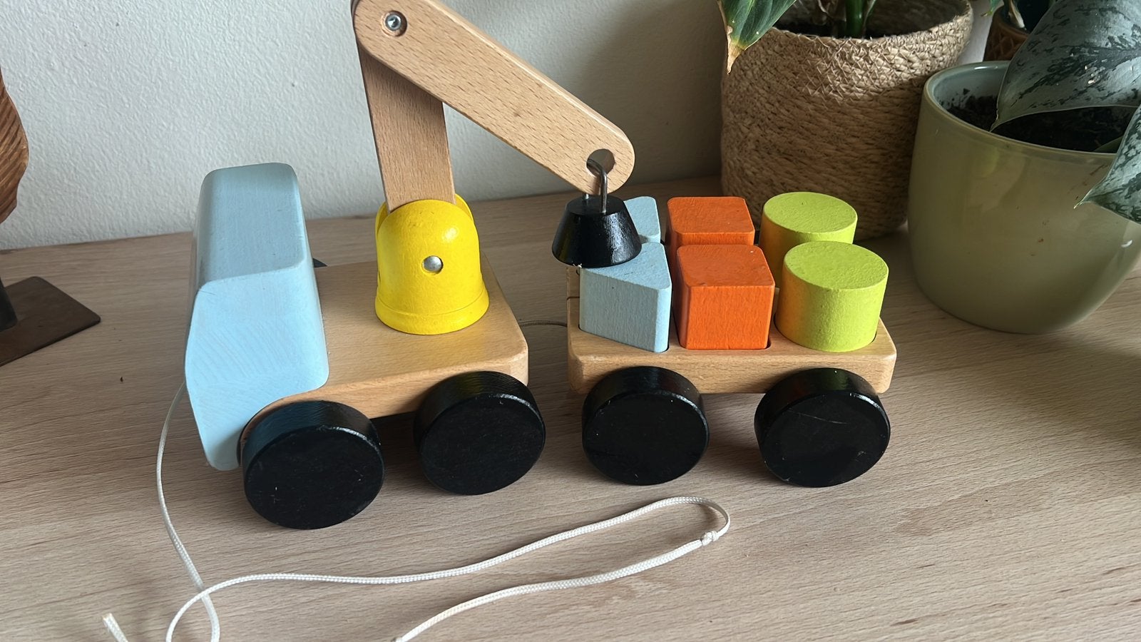 Houten hijskraan met blokken, Ophalen of Verzenden, Zo goed als nieuw