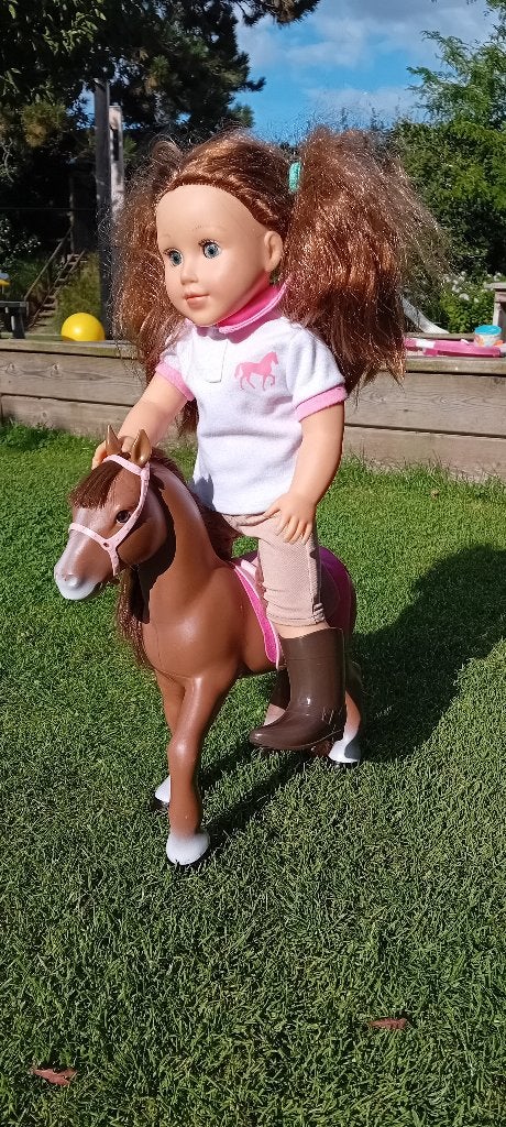Pop met paard + accessoires, Ophalen of Verzenden, Gebruikt, Overige typen