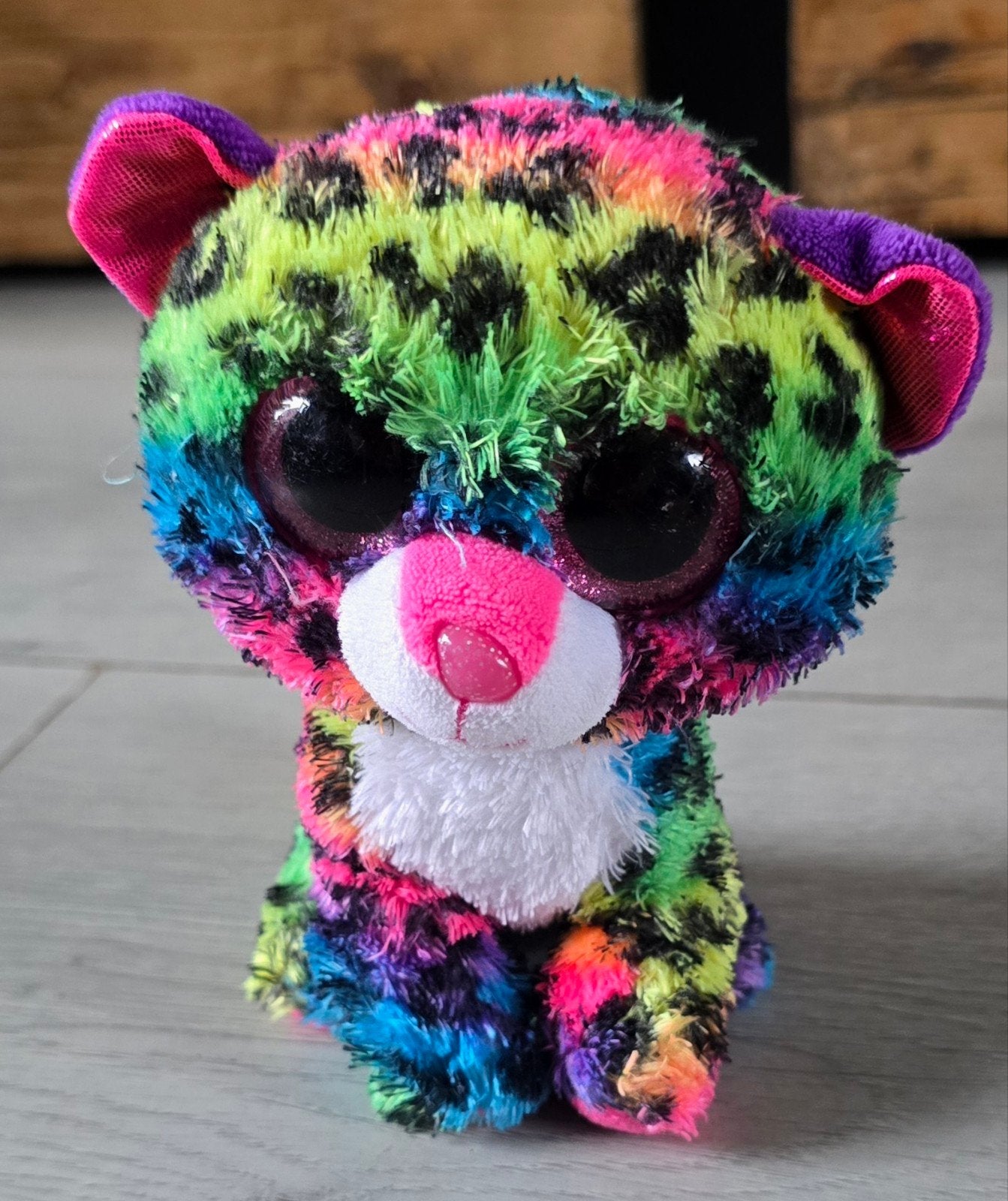 Ty Beanie Boo - Dotty Rainbow Leopard - 15 cm, Overige karakters, Overige typen, Ophalen of Verzenden, Zo goed als nieuw