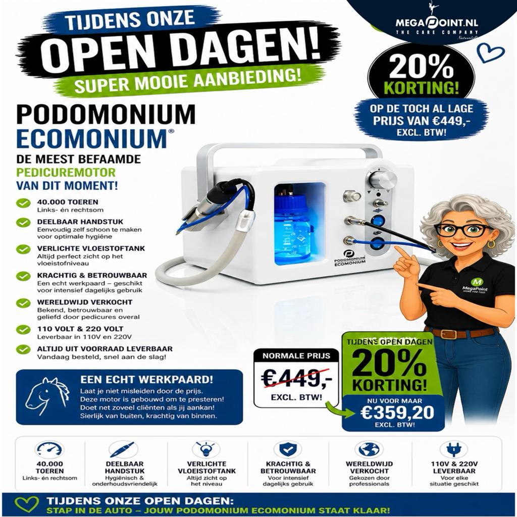 PODOMONIUM PEDICUREMOTOR NIEUW 50% KORTING OP SHOWROOMMODEL, Ophalen of Verzenden, Nieuw