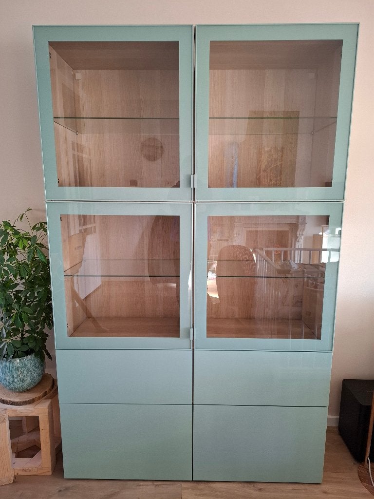 IKEA Besta – Vitrinedeuren en frontjes - Hoogglans Groen, Ophalen, Zo goed als nieuw