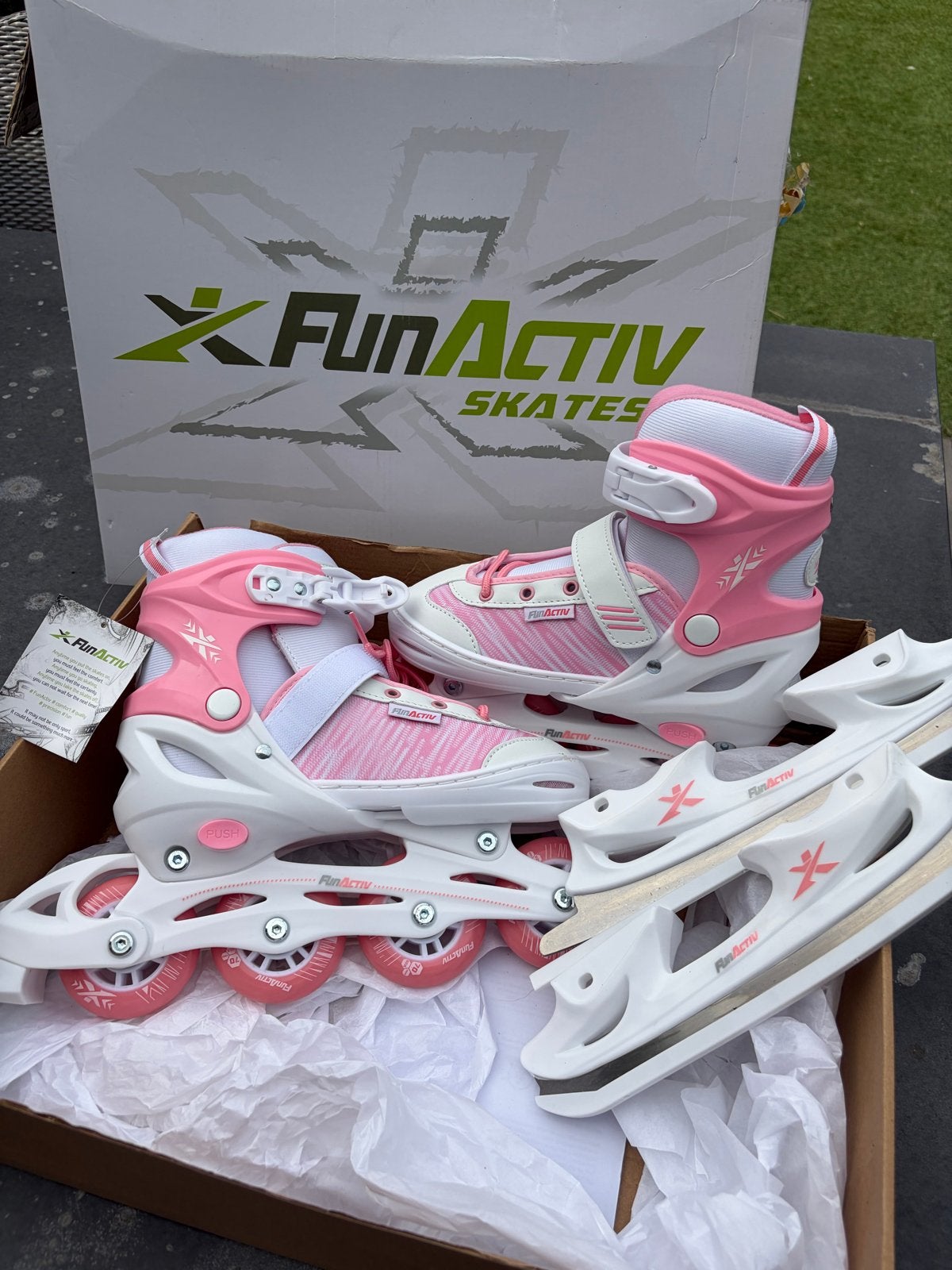 Gloednieuwe FunActiv 2-in-1 Schaatsen&Skeelers 34-37 RozeWit, Overige merken, Verstelbaar, Kinderen, Overige typen