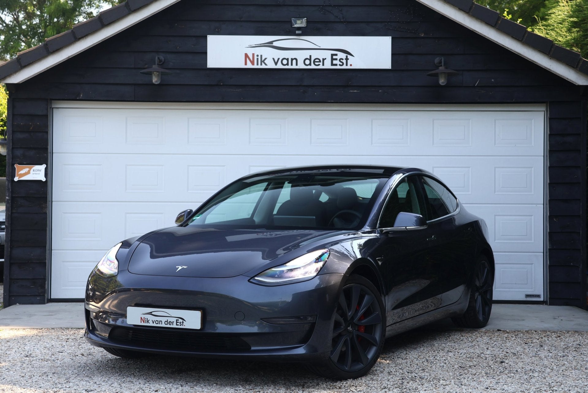 Tesla Model 3 Performance AWD 75 kWh, Auto's, Tesla, Automaat, Dealer onderhouden, 1249 min, Zilver of Grijs