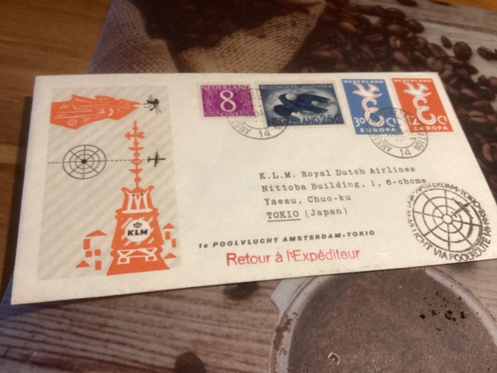 No4102 KLM AmsterdamTokio1-11-1958 Nederland jaargangen, Postzegels en Munten, Ophalen of Verzenden, Onbeschreven, Nederland