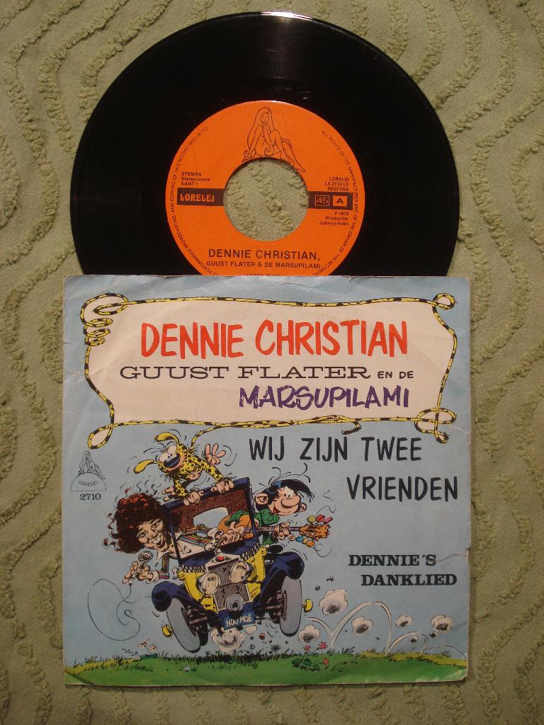 Dennie Christian 7" Single: ‘Guust Flater & De Marsupilami’, Cd's en Dvd's, Vinyl Singles, Ophalen of Verzenden, Gebruikt, Nederlandstalig