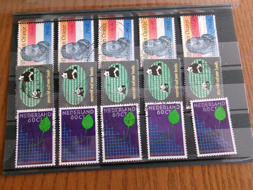 1984 - 3 x 5 divers met oa wereld natuur fonds (934a), Postzegels en Munten, Ophalen of Verzenden, Gestempeld
