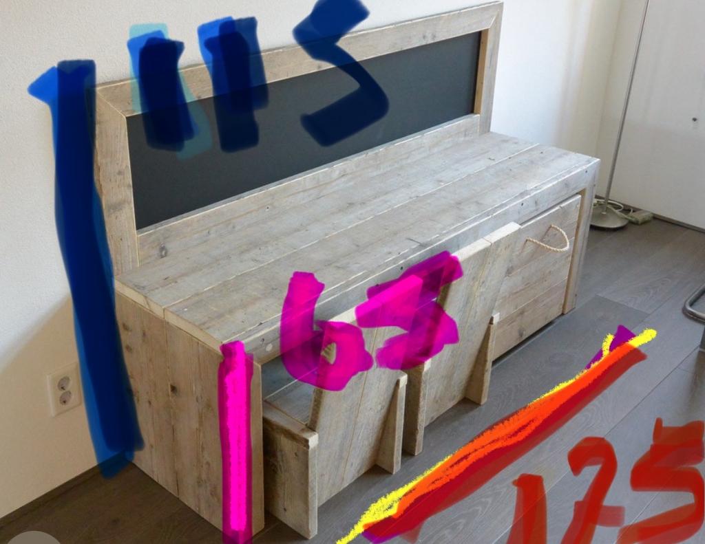 Steigerhouten Speeltafel met Krijtbord en Opbergbakken, Kinderen en Baby's, Speelgoed | Speeltafels, Ophalen of Verzenden, Zo goed als nieuw